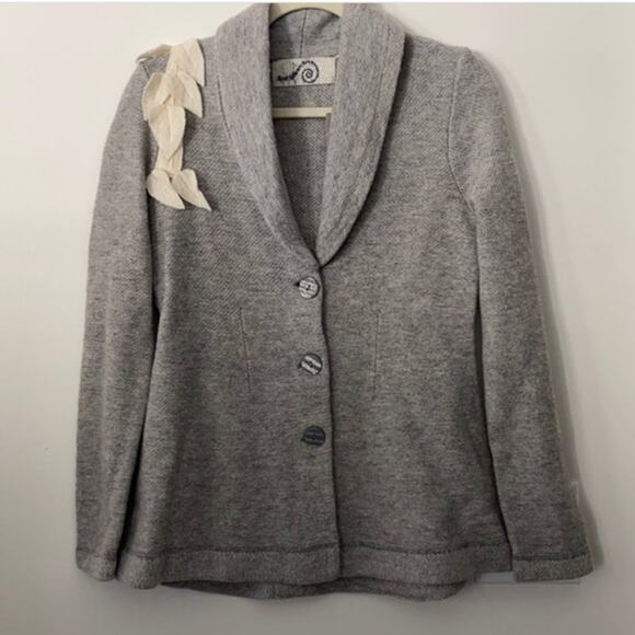Rosie Neira for Anthropologie 3D Tree Gray Wool Jacket Blazer. Small. - Picture 4 of 5